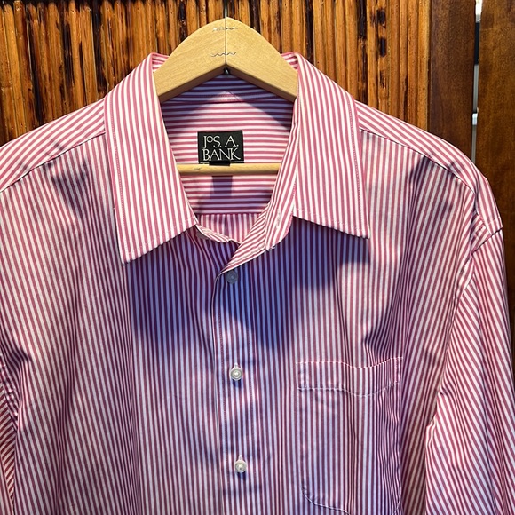 Jos. A. Bank Travelers Collection Red and White Striped Button Down Shirt - Picture 1 of 5